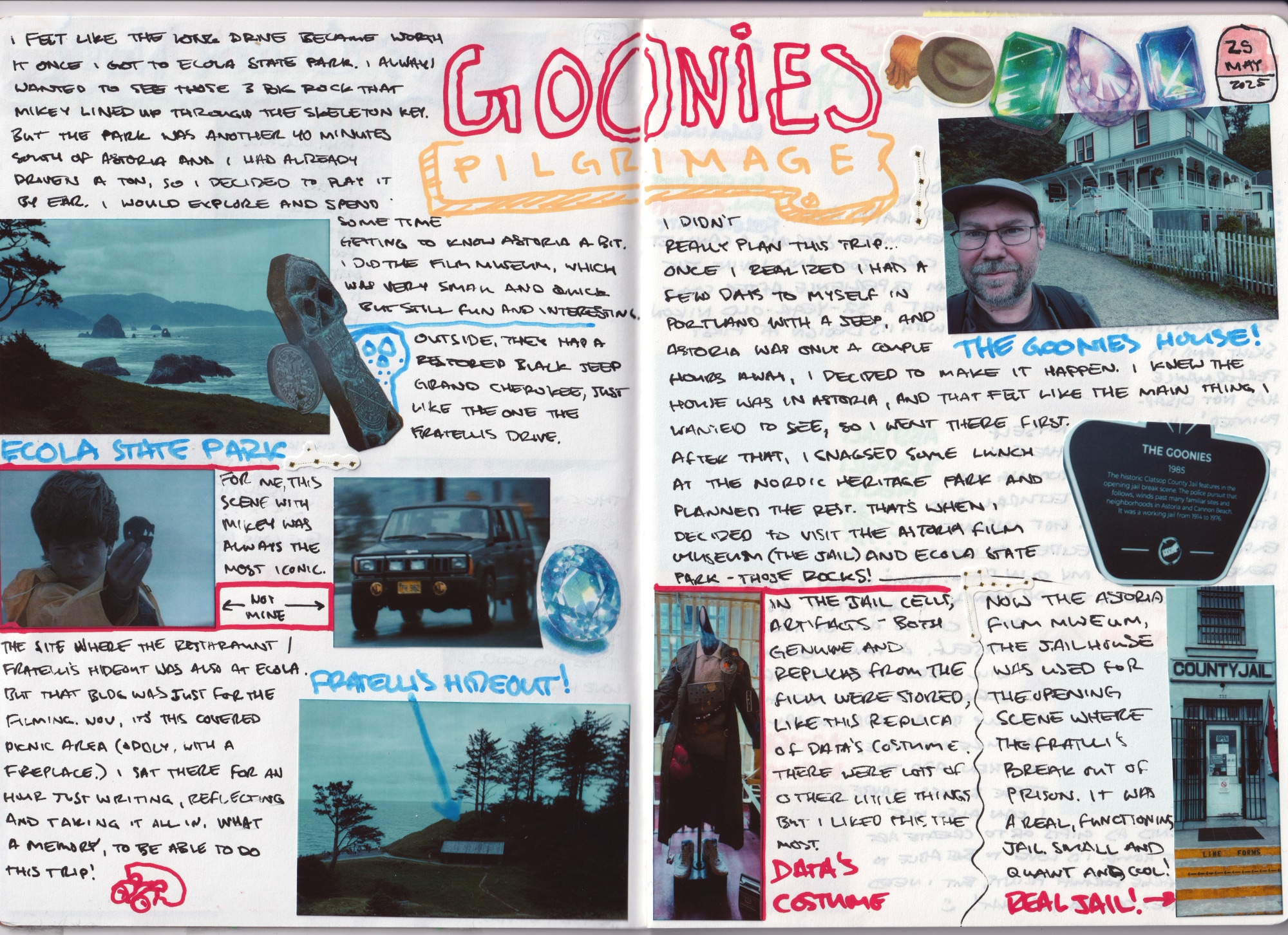 Scrapbook page of my Goonies pilgrimage
